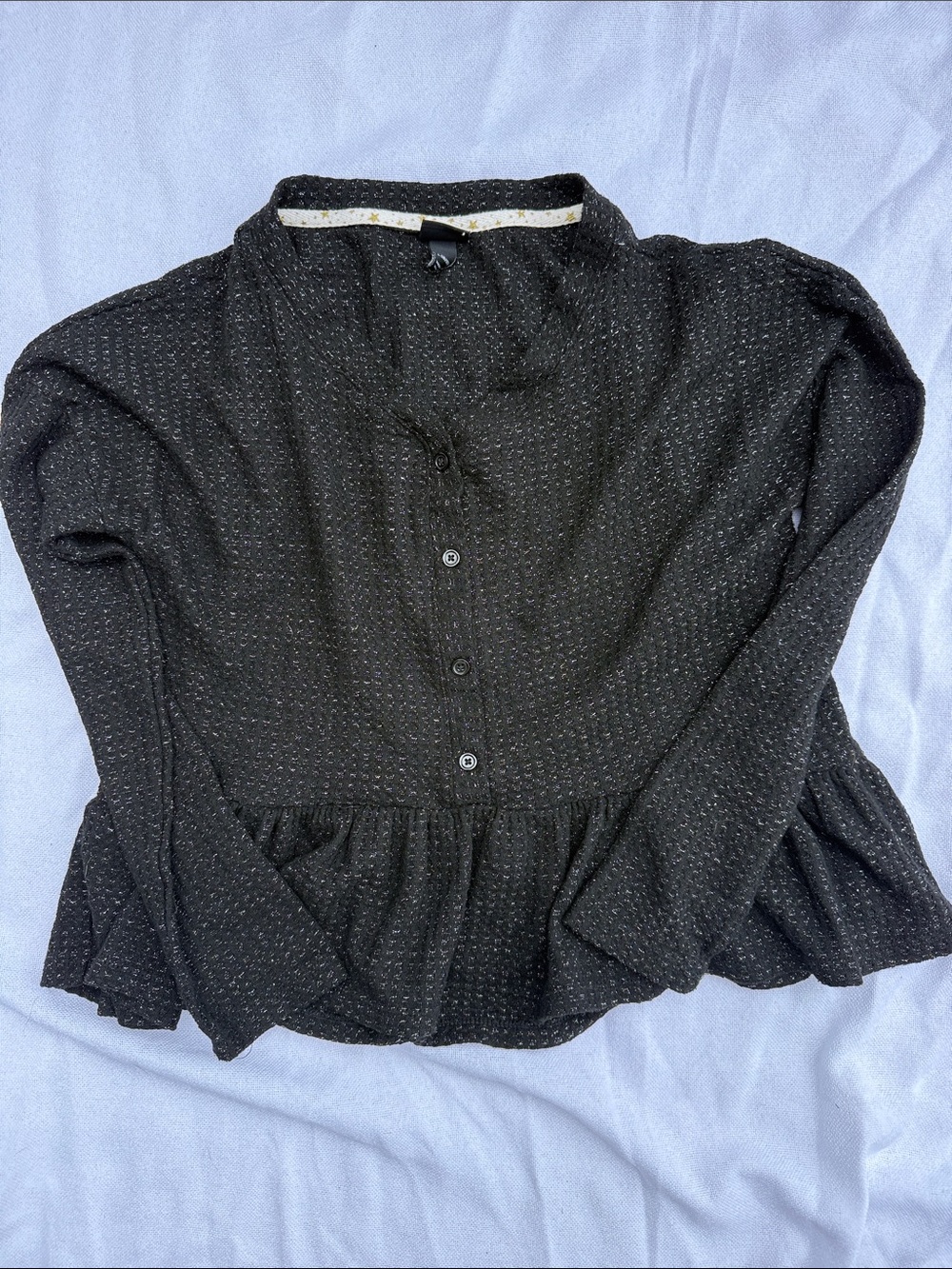 art class Black Peplum Button-Front Top for Kids